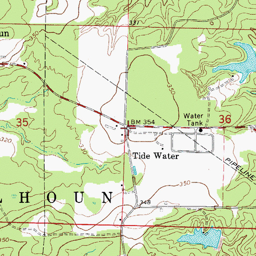 Topographic Map of Tide Water, AR
