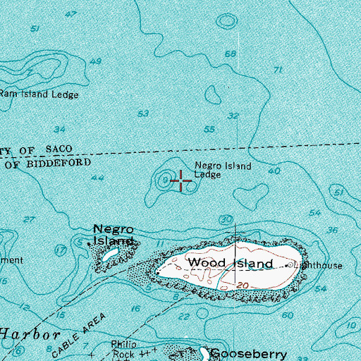 Topographic Map of Negro Island Ledge, ME