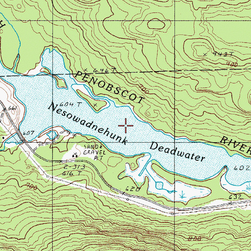 Topographic Map of Nesowadnehunk Deadwater, ME