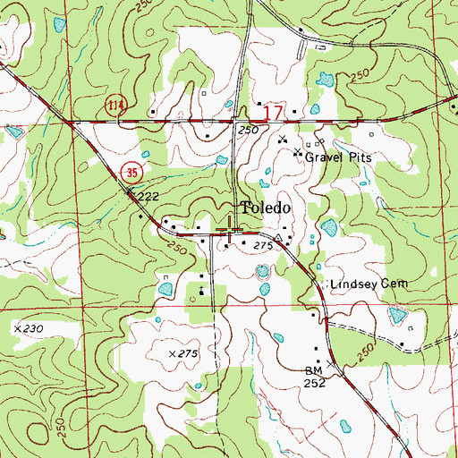 Topographic Map of Toledo, AR