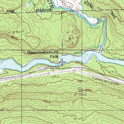 Topographic Map of Nesowadnehunk Falls, ME