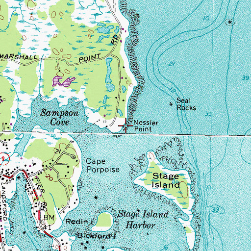 Topographic Map of Nessler Point, ME