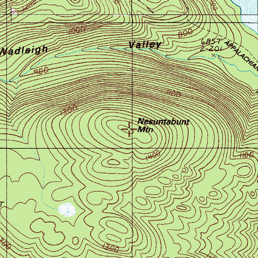 Topographic Map of Nesuntabunt Mountain, ME