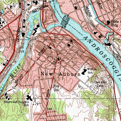 Topographic Map of New Auburn, ME