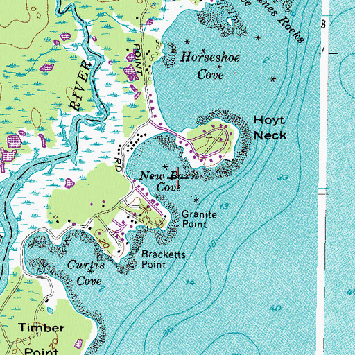 Topographic Map of New Barn Cove, ME