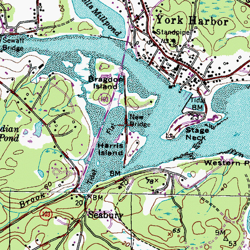 Topographic Map of New Bridge, ME