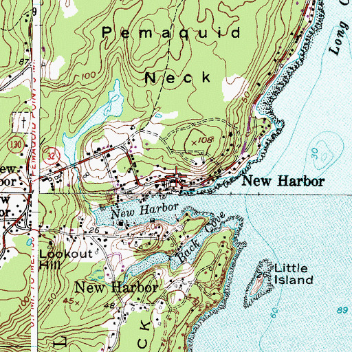 Topographic Map of New Harbor, ME