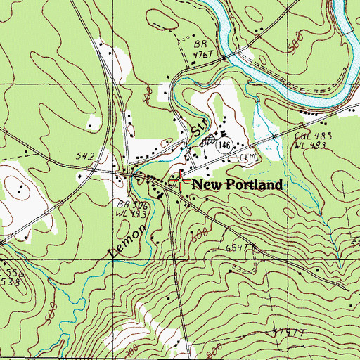 Topographic Map of New Portland, ME