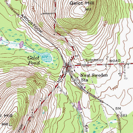 Topographic Map of New Sweden Station, ME