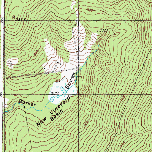 Topographic Map of New Vineyard Basin, ME
