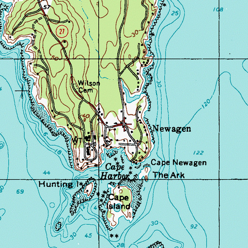 Topographic Map of Newagen, ME