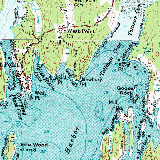 Topographic Map of Newbury Point, ME