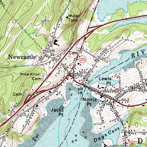 Topographic Map of Newcastle, ME