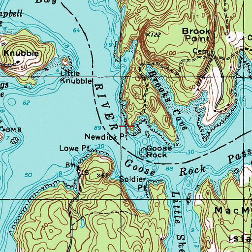 Topographic Map of Newdick Point, ME