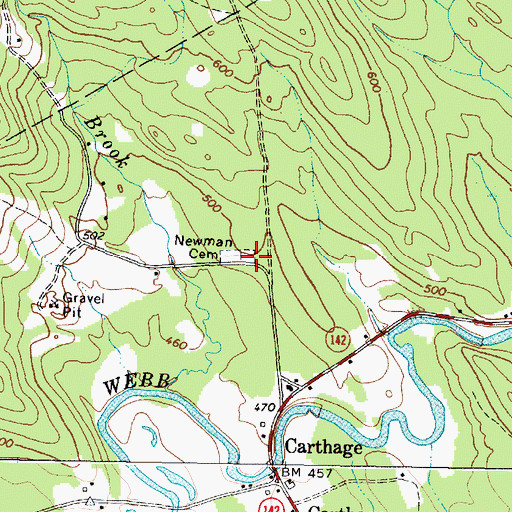 Topographic Map of Newman Cemetery, ME