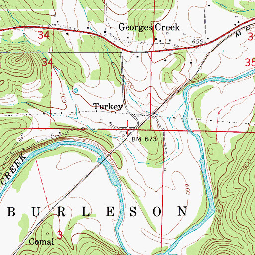 Topographic Map of Turkey, AR