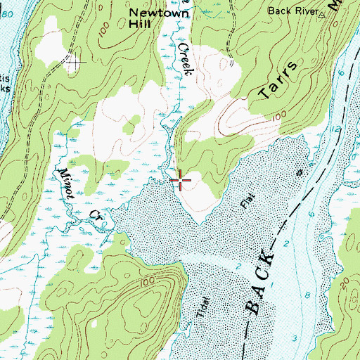 Topographic Map of Newtown Creek, ME
