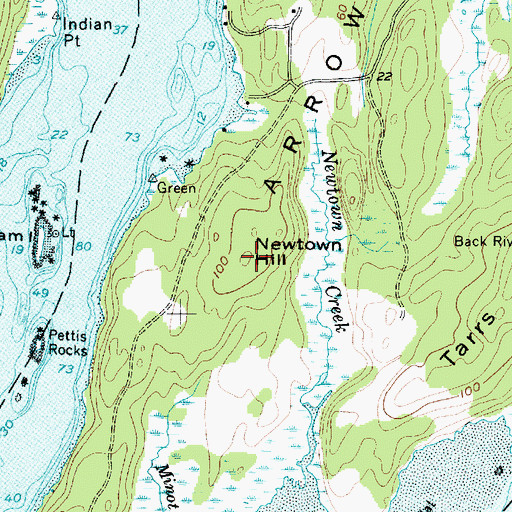 Topographic Map of Newtown Hill, ME