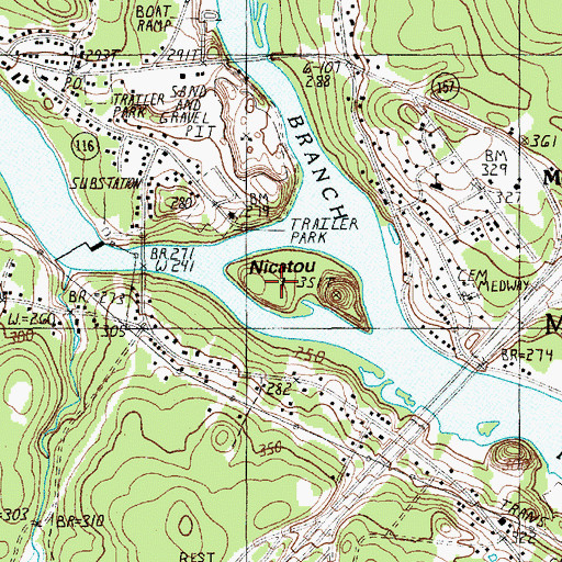 Topographic Map of Nicatou Island, ME