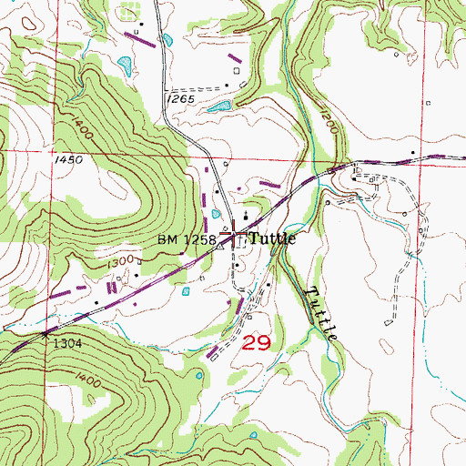 Topographic Map of Tuttle, AR