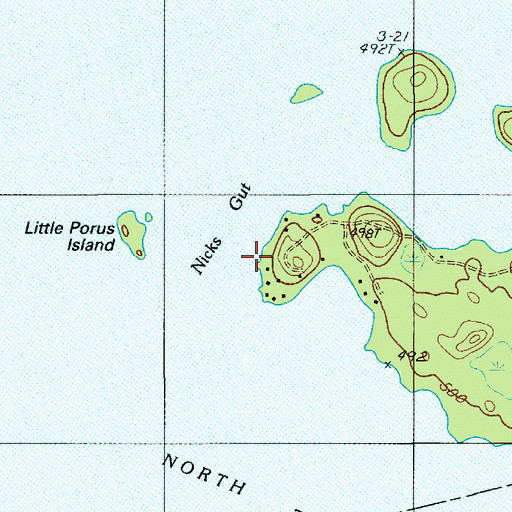 Topographic Map of Nicks Gut, ME