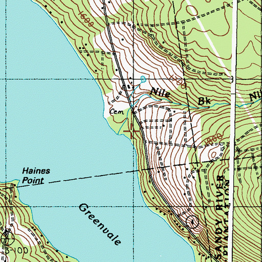 Topographic Map of Nile Brook, ME