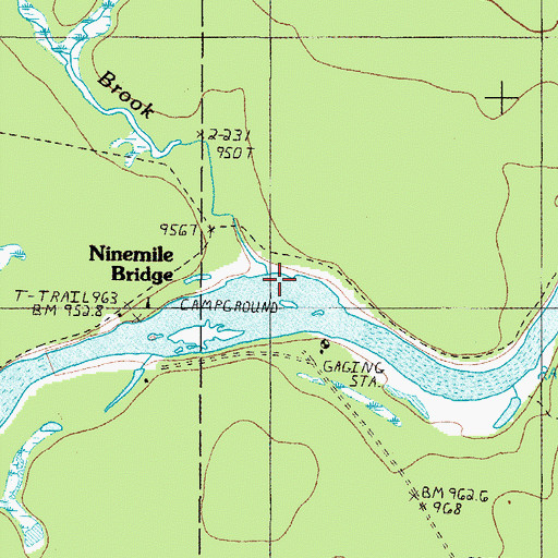 Topographic Map of Ninemile Brook, ME