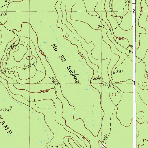 Topographic Map of Number Thirty-two Swamp, ME