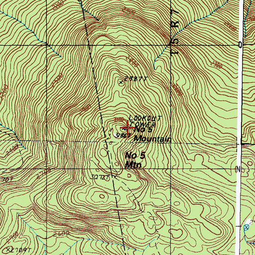 Topographic Map of Number Five Mountain, ME