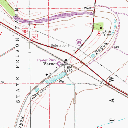 Topographic Map of Varner, AR