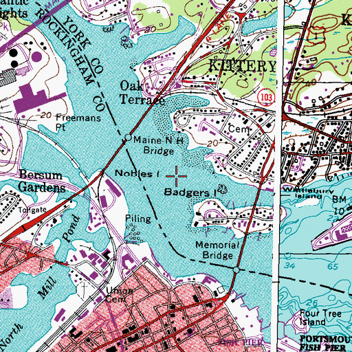 Topographic Map of Nobles Island, ME