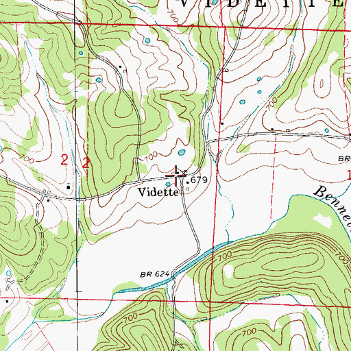 Topographic Map of Vidette, AR
