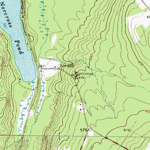 Topographic Map of Norcross Cemetery, ME