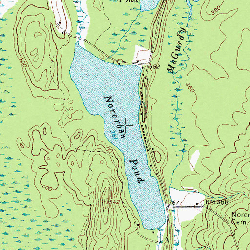 Topographic Map of Norcross Pond, ME