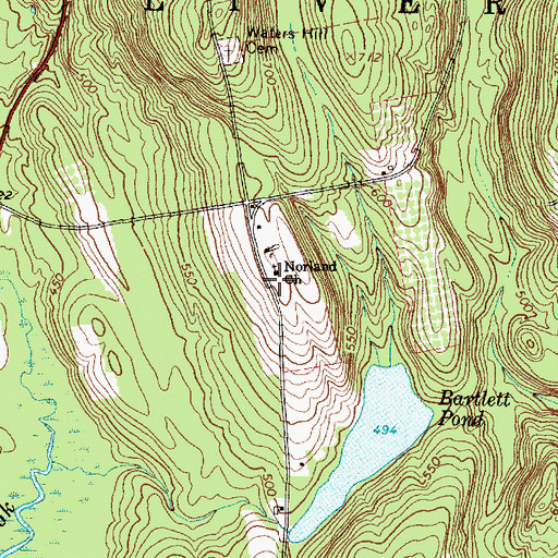 Topographic Map of Norland Church, ME