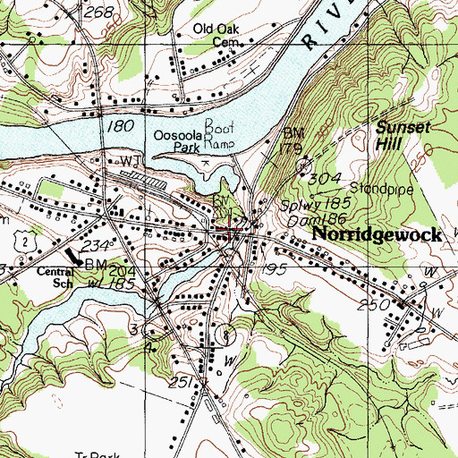 Topographic Map of Norridgewock, ME