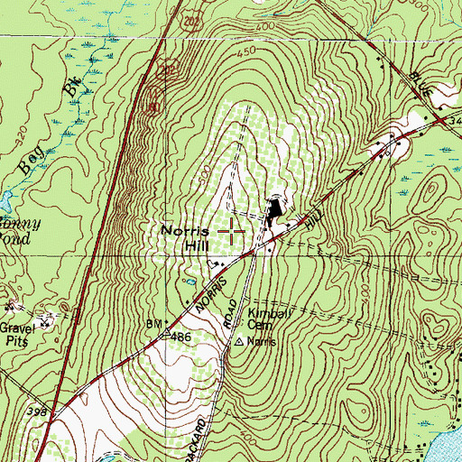 Topographic Map of Norris Hill, ME