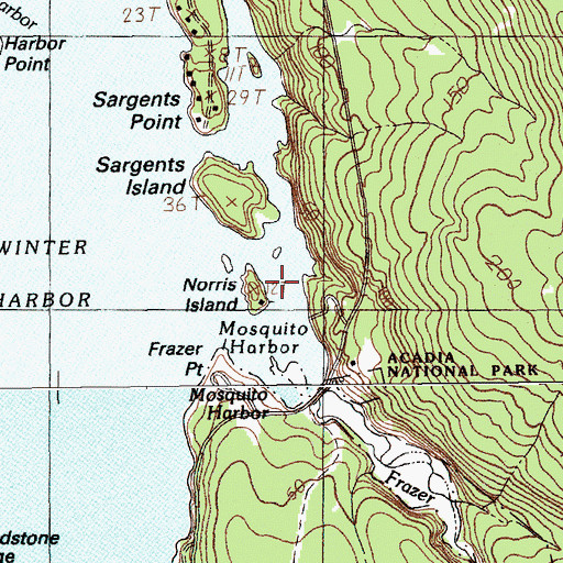 Topographic Map of Norris Island, ME
