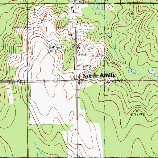 Topographic Map of North Amity, ME
