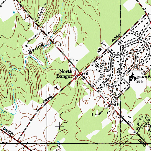 Topographic Map of North Bangor, ME