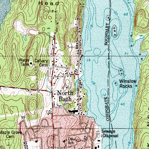Topographic Map of North Bath, ME