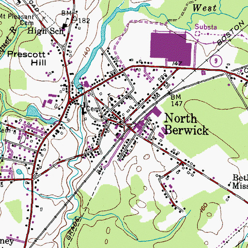 Topographic Map of North Berwick, ME