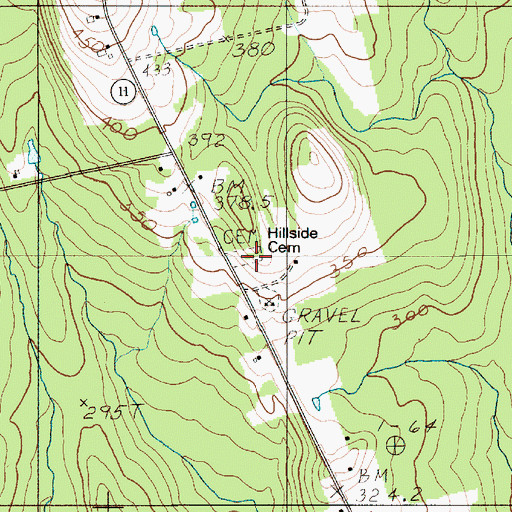 Topographic Map of Hillside Cemetery, ME