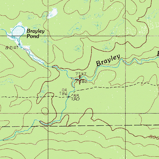 Topographic Map of North Branch Brayley Brook, ME