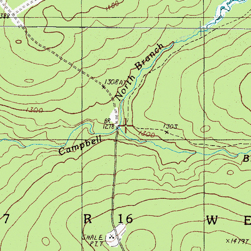 Topographic Map of North Branch Campbell Brook, ME