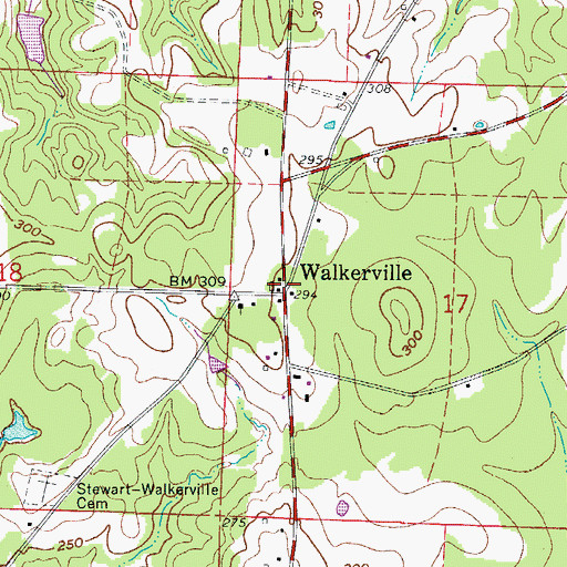 Topographic Map of Walkerville, AR