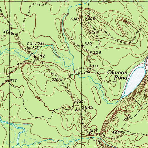 Topographic Map of North Branch Olamon Stream, ME
