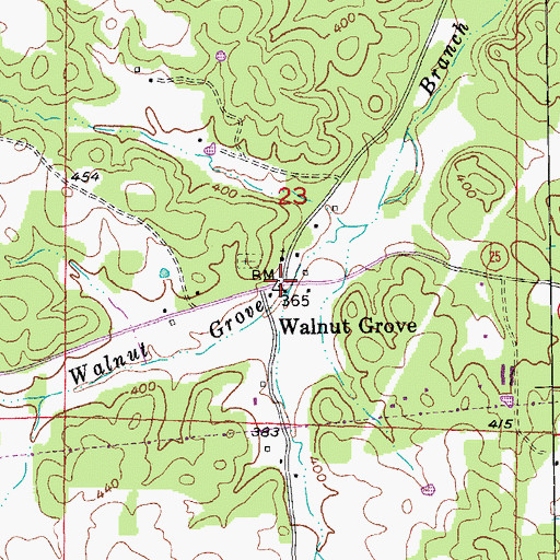 Topographic Map of Walnut Grove, AR