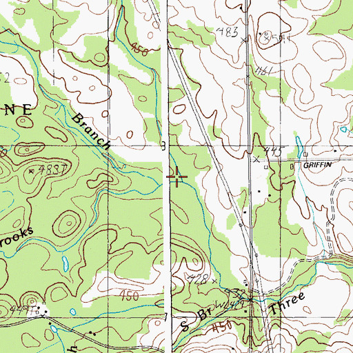 Topographic Map of North Branch Three Brooks, ME