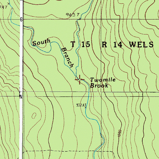 Topographic Map of North Branch Twomile Brook, ME